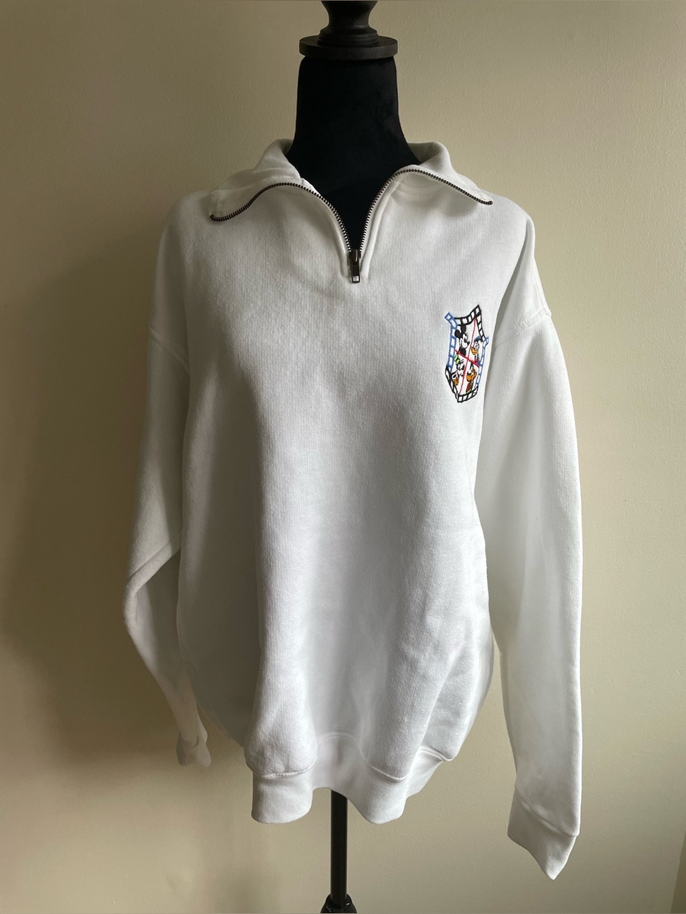Vintage Disney Parks Mickey Inc. Embroidered Quarter Zip Sweatshirt L